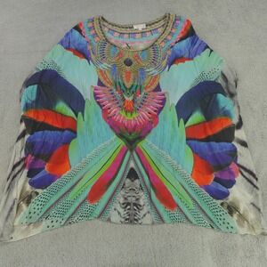 Camilla‎ Kaftan Multicolor Embellished Silk Tunic Top Soaring